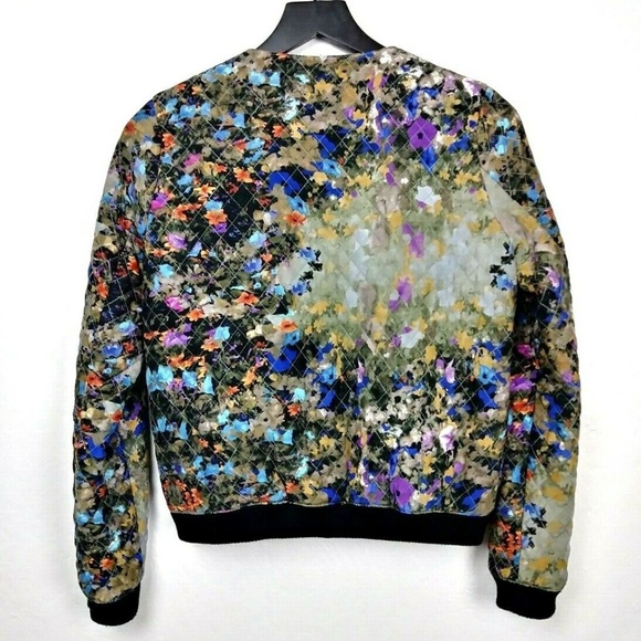 Parker Maverick Silk Quilted Floral Bomber Jacket - Picture 4 of 7